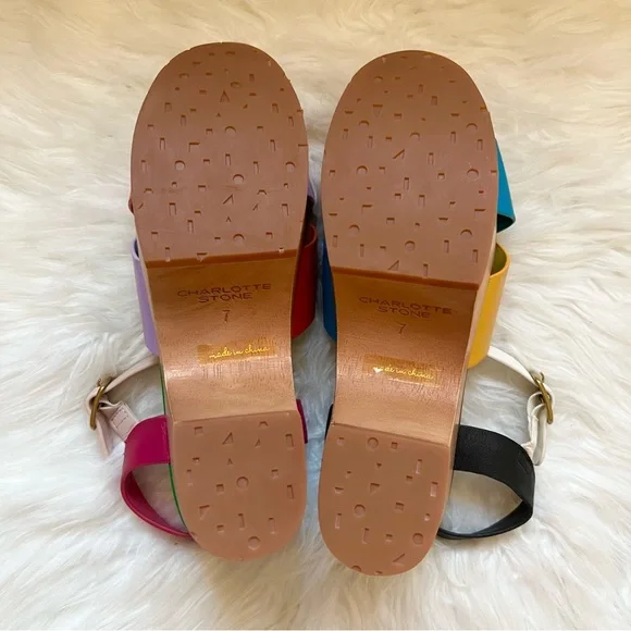 New! CHARLOTTE STONE Dermot Chunky Platform Clog Sandals in Confetti - Picture 14 of 16